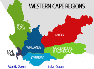 Mapa das Regiões Western Cape